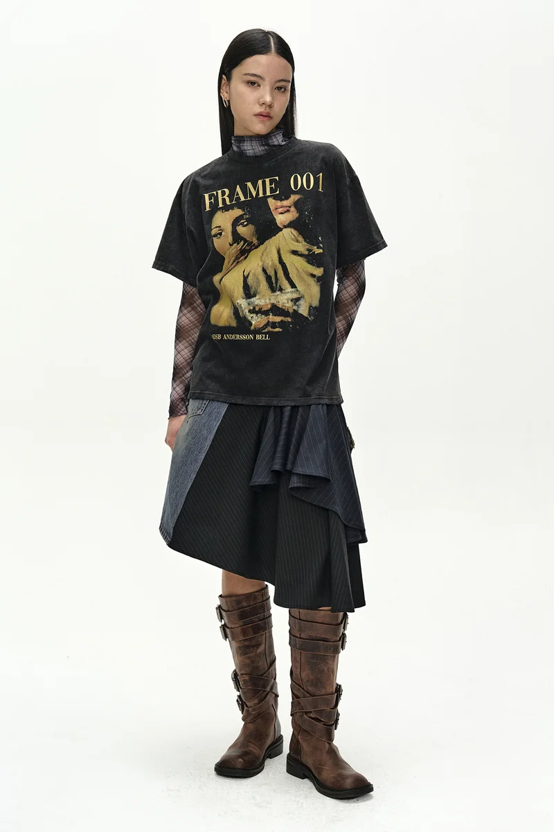 REWORKED DENIM WRAP FLARE SKIRT 8