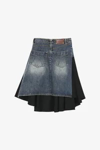REWORKED DENIM WRAP FLARE SKIRT thumb 10