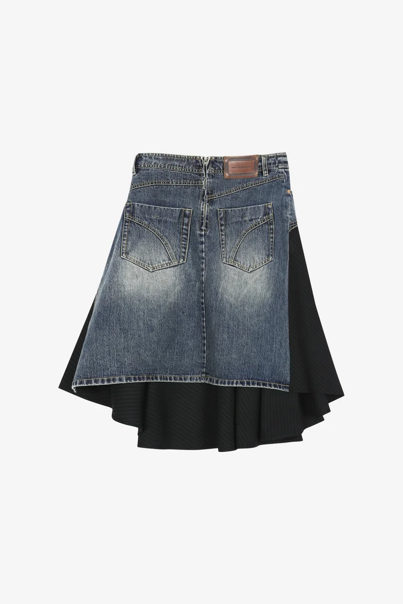 REWORKED DENIM WRAP FLARE SKIRT 10