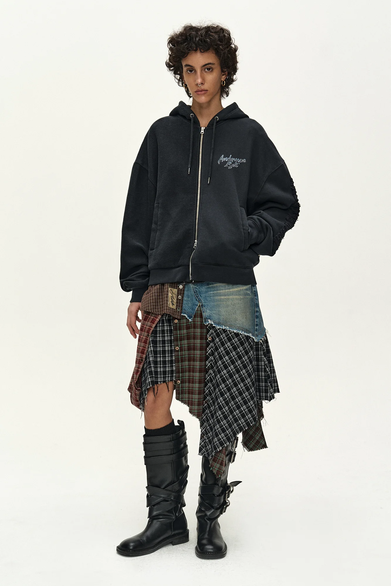 ANDERSSON BELL DENIM COMBINATION SHIRT PATCHWORK SKIRT MULTI