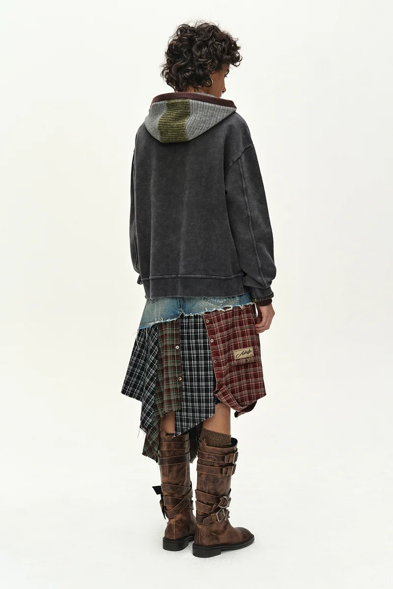 DENIM COMBINATION SHIRT PATCHWORK SKIRT 3