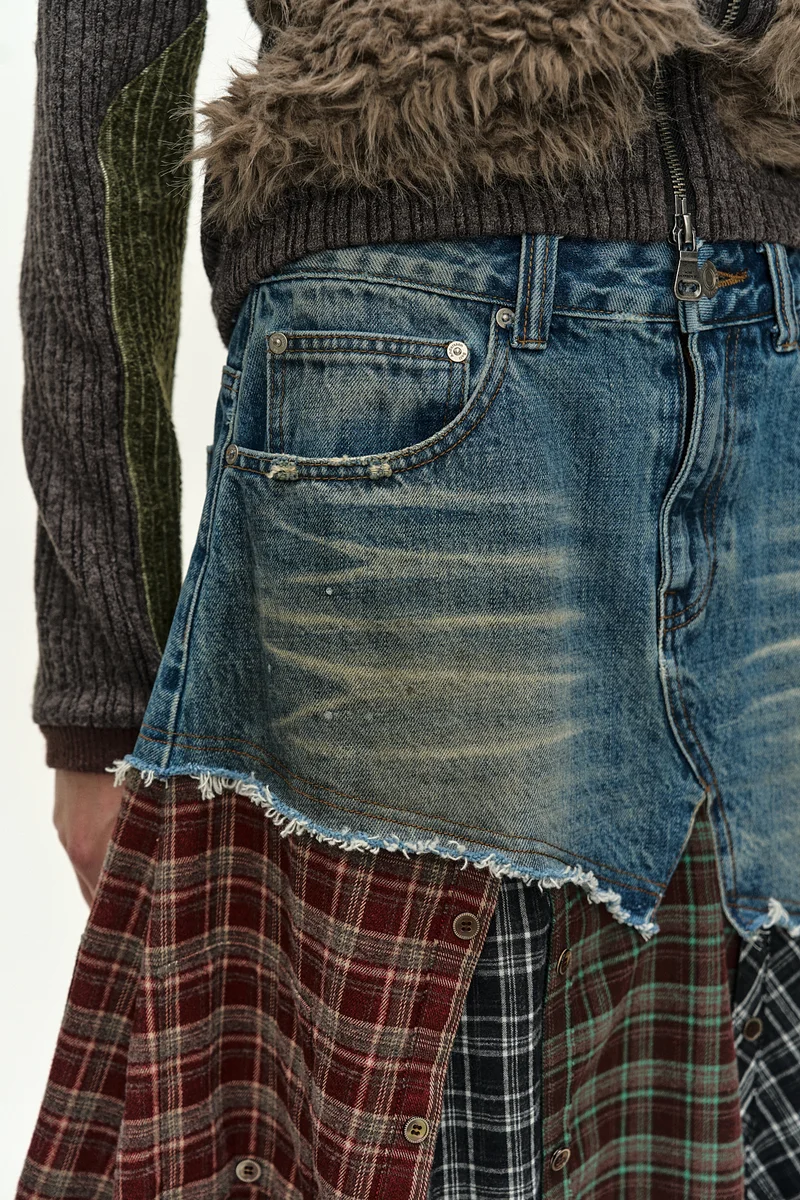 DENIM COMBINATION SHIRT PATCHWORK SKIRT 4