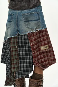 DENIM COMBINATION SHIRT PATCHWORK SKIRT thumb 6