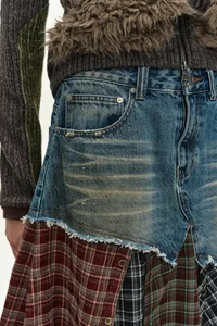 DENIM COMBINATION SHIRT PATCHWORK SKIRT thumb 9