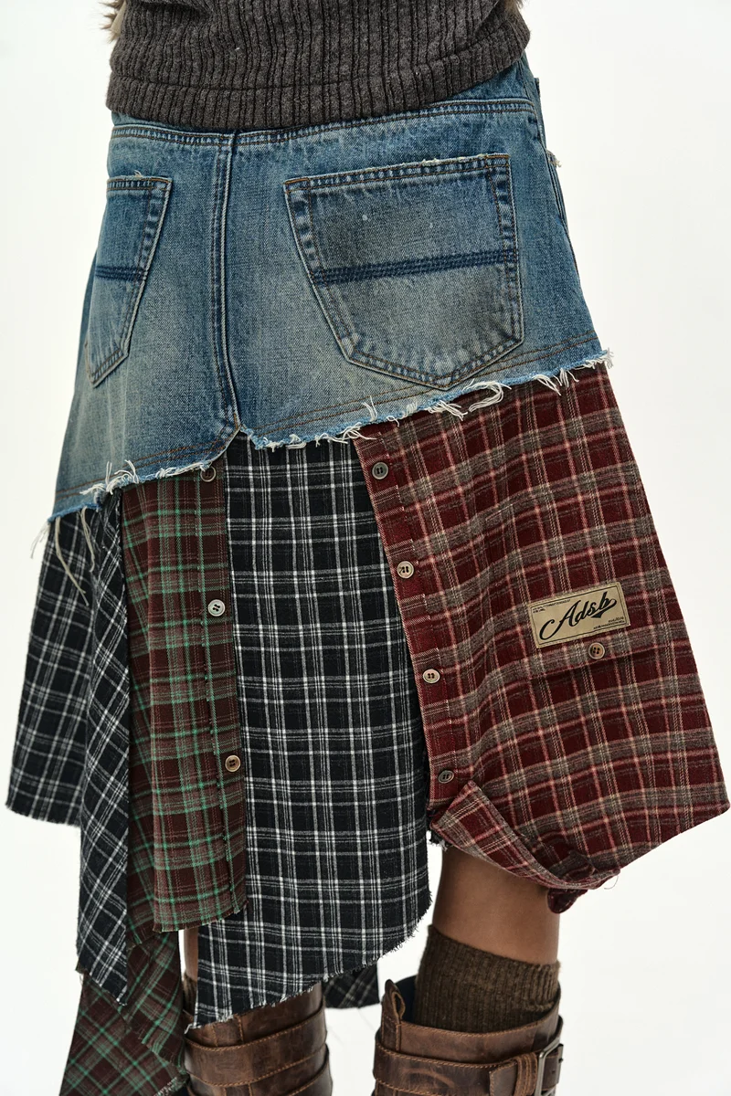 DENIM COMBINATION SHIRT PATCHWORK SKIRT 10