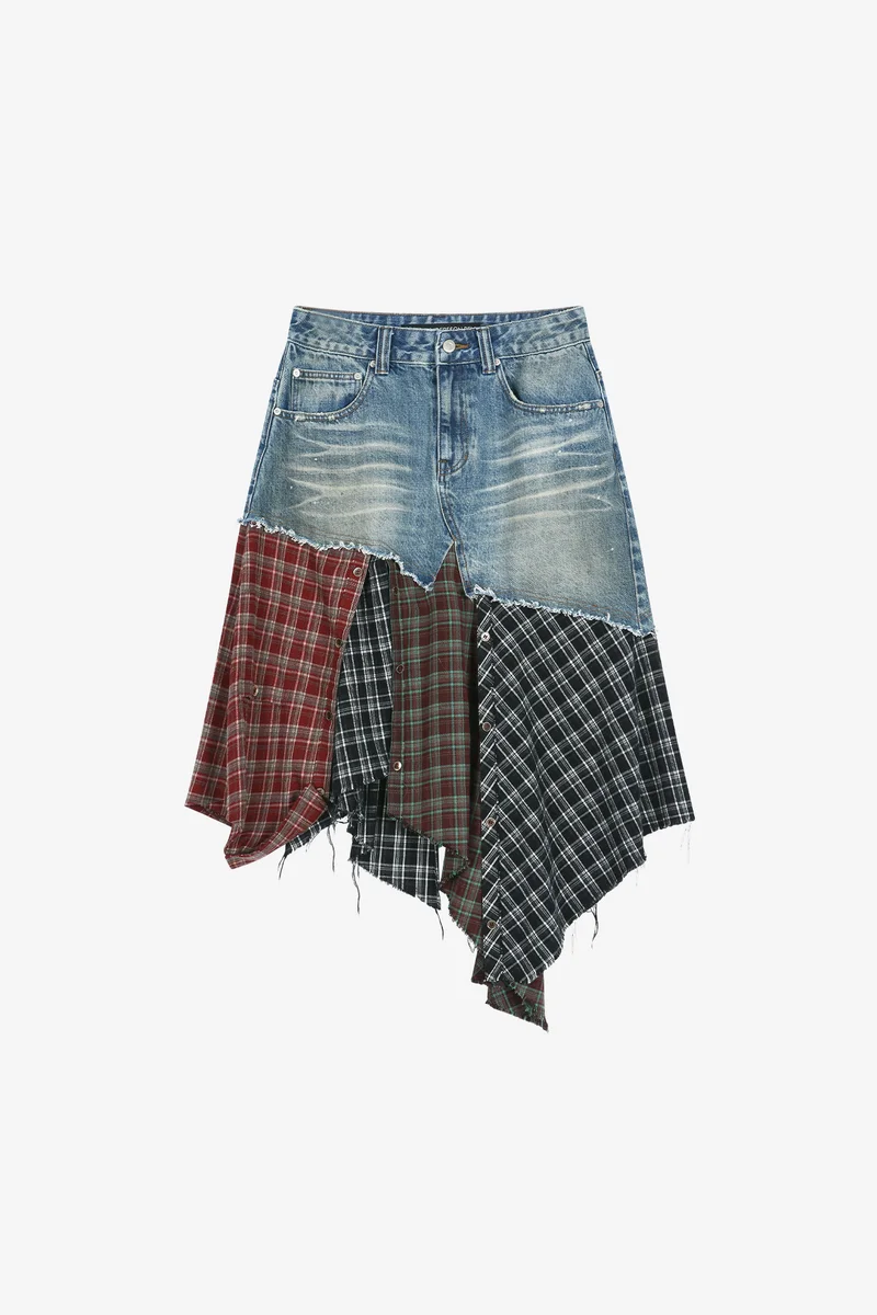 DENIM COMBINATION SHIRT PATCHWORK SKIRT 11