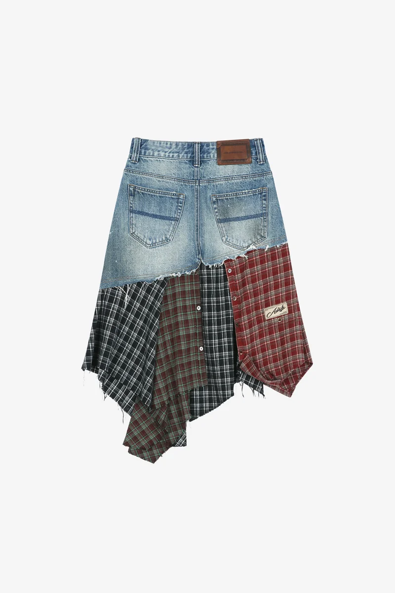 DENIM COMBINATION SHIRT PATCHWORK SKIRT 12