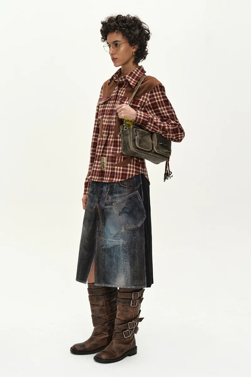 ILLUSION PATCHWORK TROMPE L'OEIL PLEATED SKIRT 3