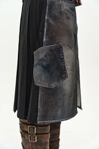 ILLUSION PATCHWORK TROMPE L'OEIL PLEATED SKIRT thumb 5