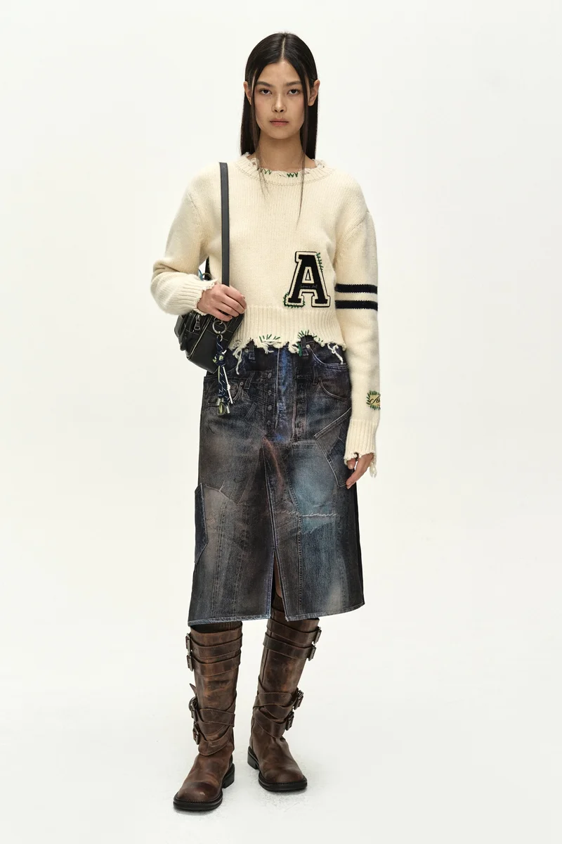 ILLUSION PATCHWORK TROMPE L'OEIL PLEATED SKIRT 7