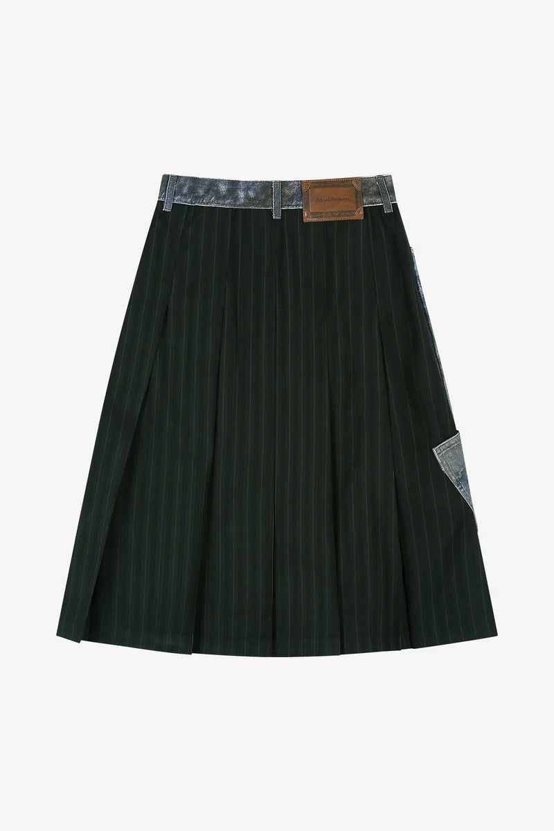 ILLUSION PATCHWORK TROMPE L'OEIL PLEATED SKIRT 10