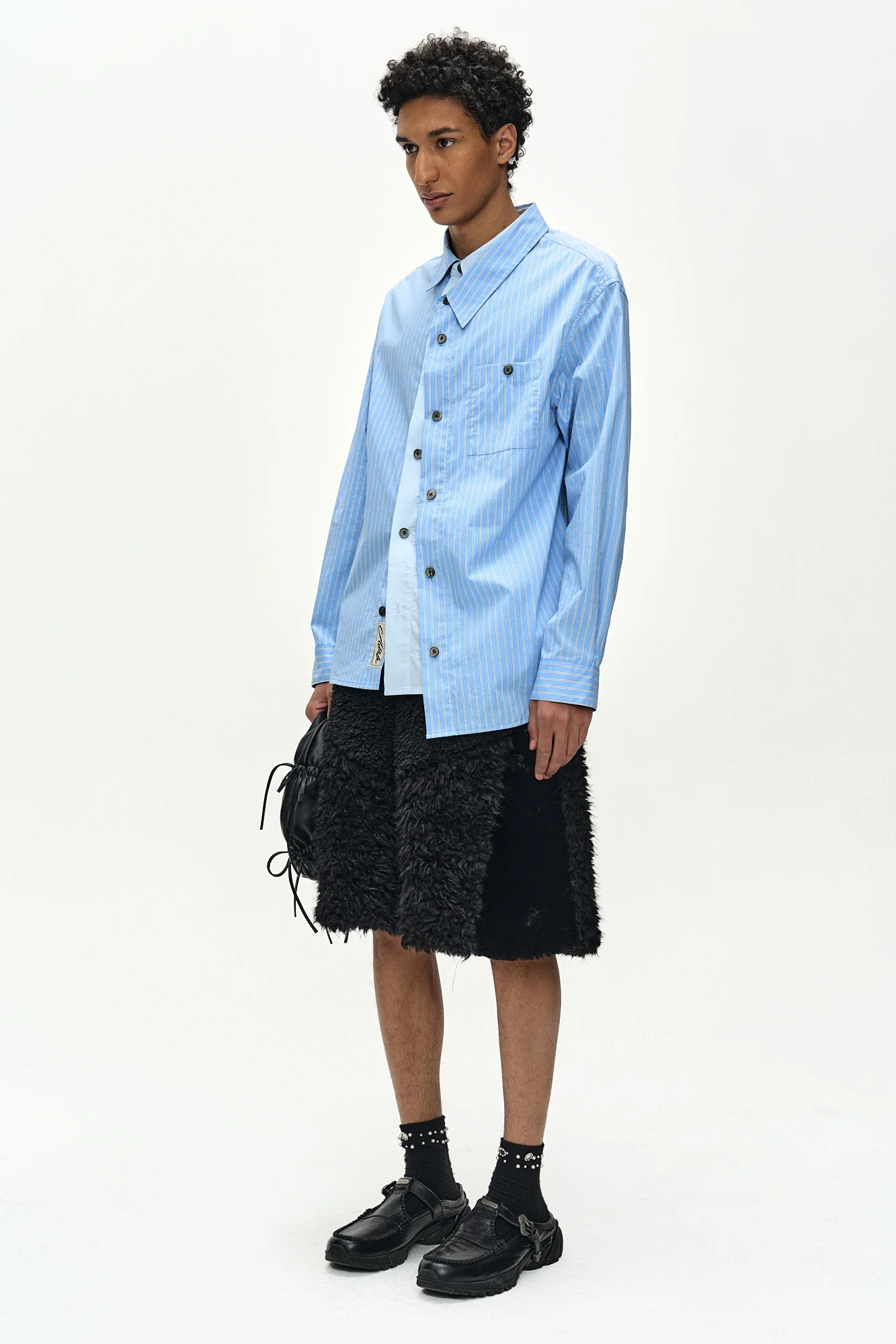ANDERSSON BELL KENLEY FAUX FUR PATCHWORK SHORTS BLACK