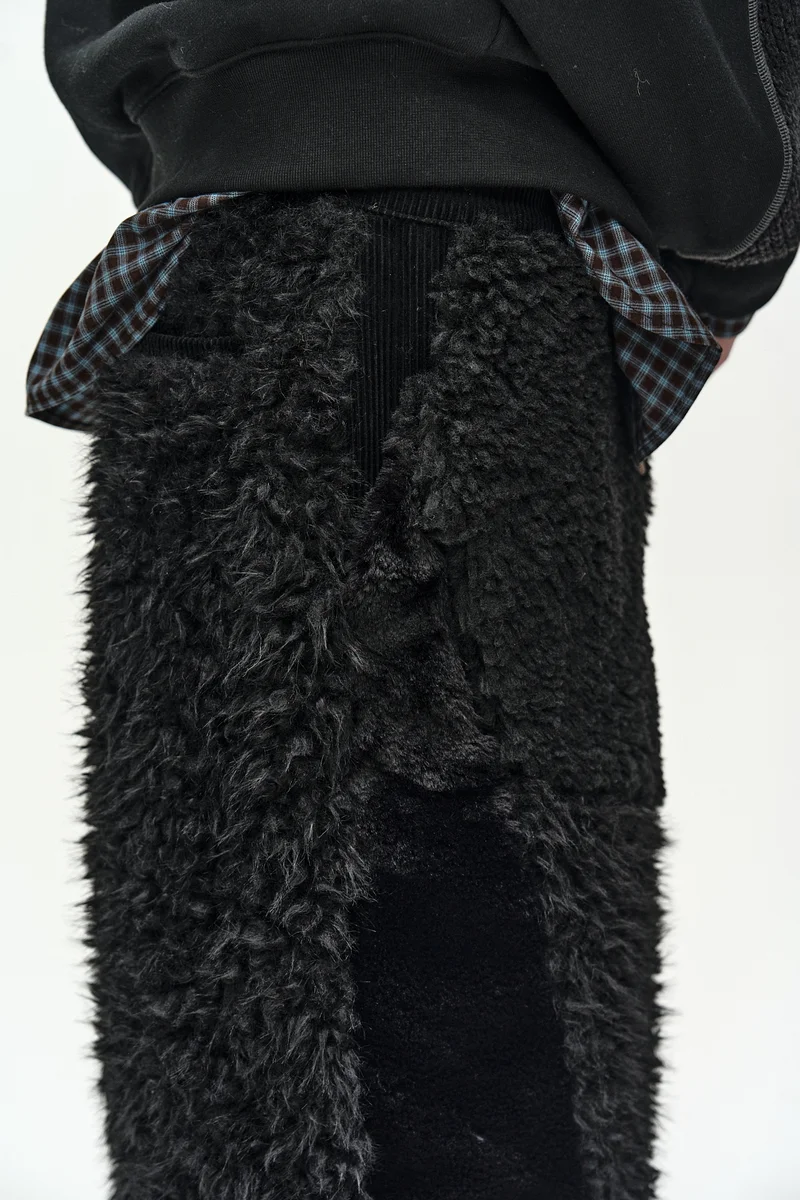 KENLEY FAUX FUR PATCHWORK SHORTS 5