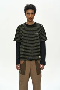 UNISEX STUDDED STRIPE LAYERED SWEATER thumb 1