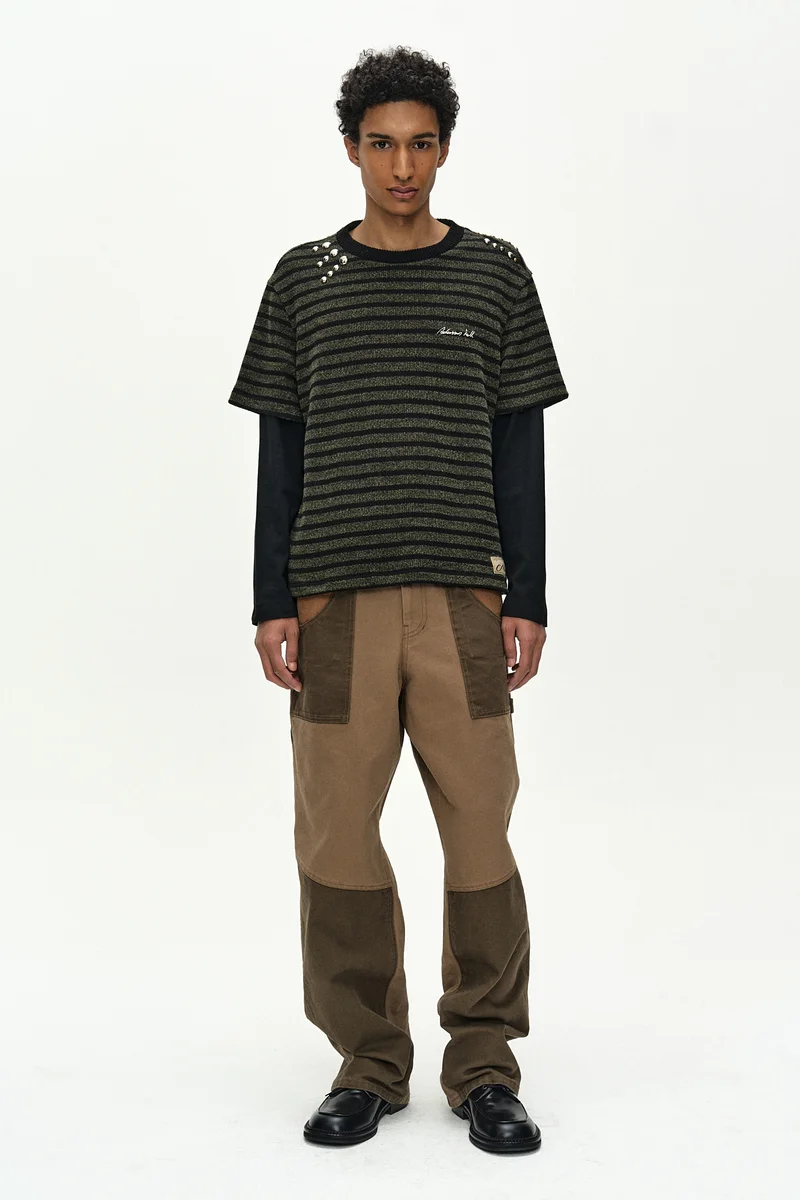 UNISEX STUDDED STRIPE LAYERED SWEATER 2