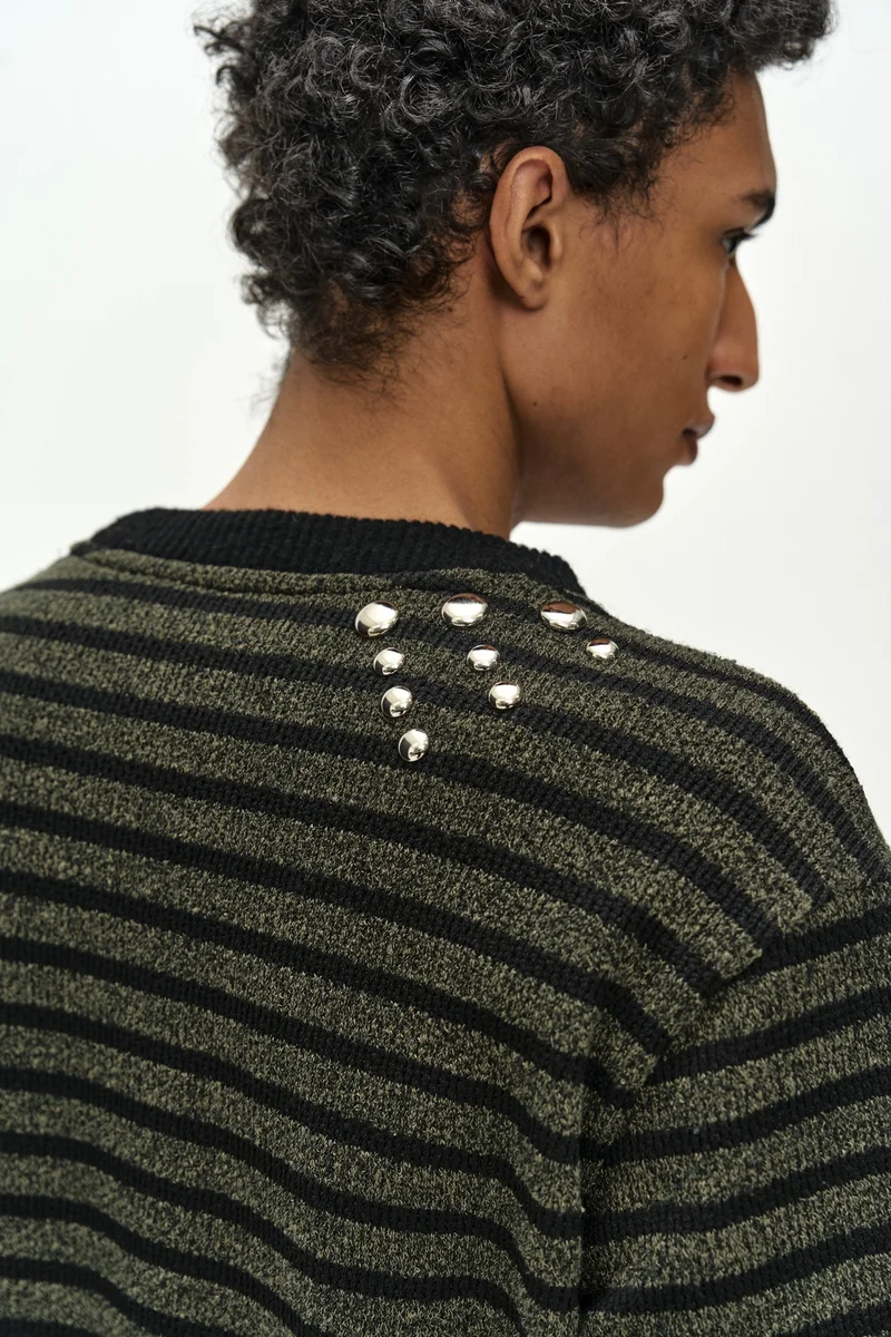 UNISEX STUDDED STRIPE LAYERED SWEATER 6