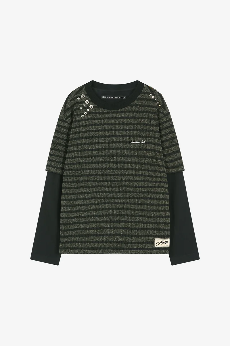 UNISEX STUDDED STRIPE LAYERED SWEATER 7