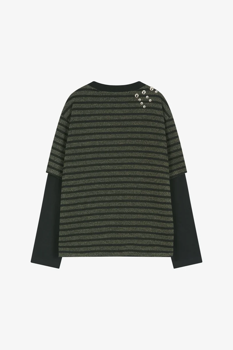 UNISEX STUDDED STRIPE LAYERED SWEATER 8