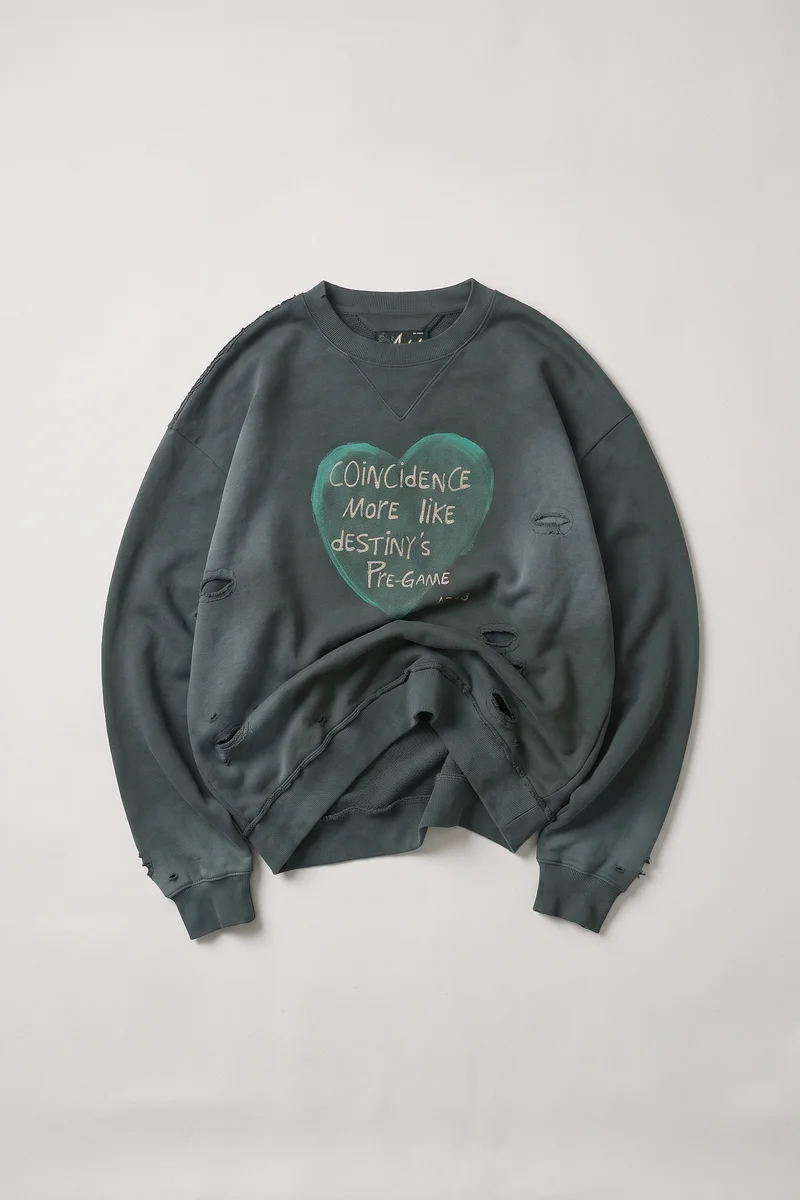 (ESSENTIAL) UNISEX SPRAY WASHED HEART MESSAGE SWEATSHIRT 9