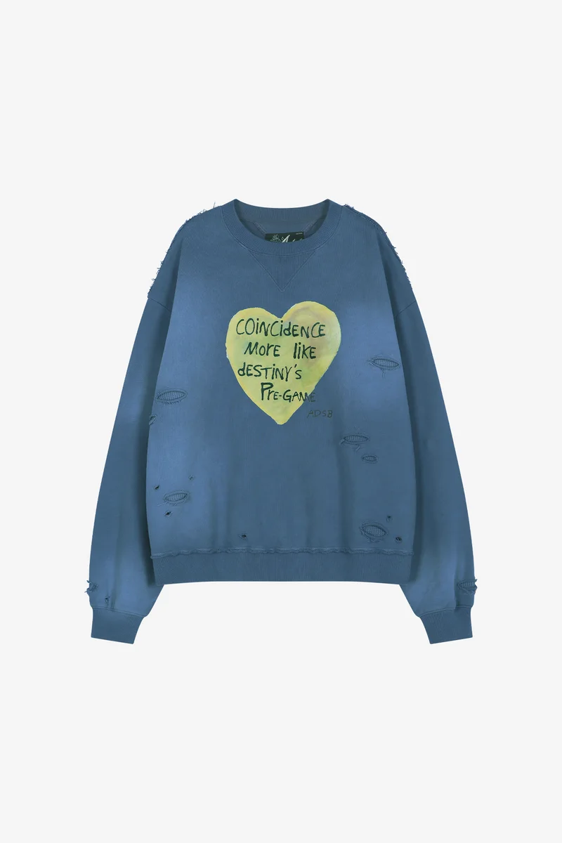 (ESSENTIAL) UNISEX SPRAY WASHED HEART MESSAGE SWEATSHIRT 10