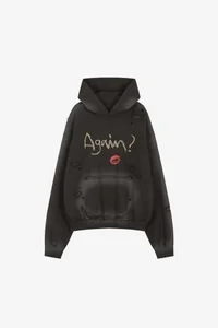 (ESSENTIAL) UNISEX SPRAY WASHED AGAIN LIP HOODIE