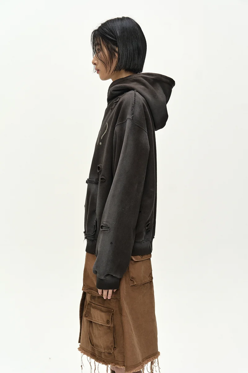 (ESSENTIAL) UNISEX SPRAY WASHED AGAIN LIP HOODIE 6