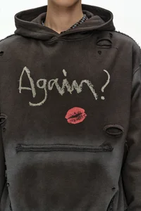 (ESSENTIAL) UNISEX SPRAY WASHED AGAIN LIP HOODIE thumb 8