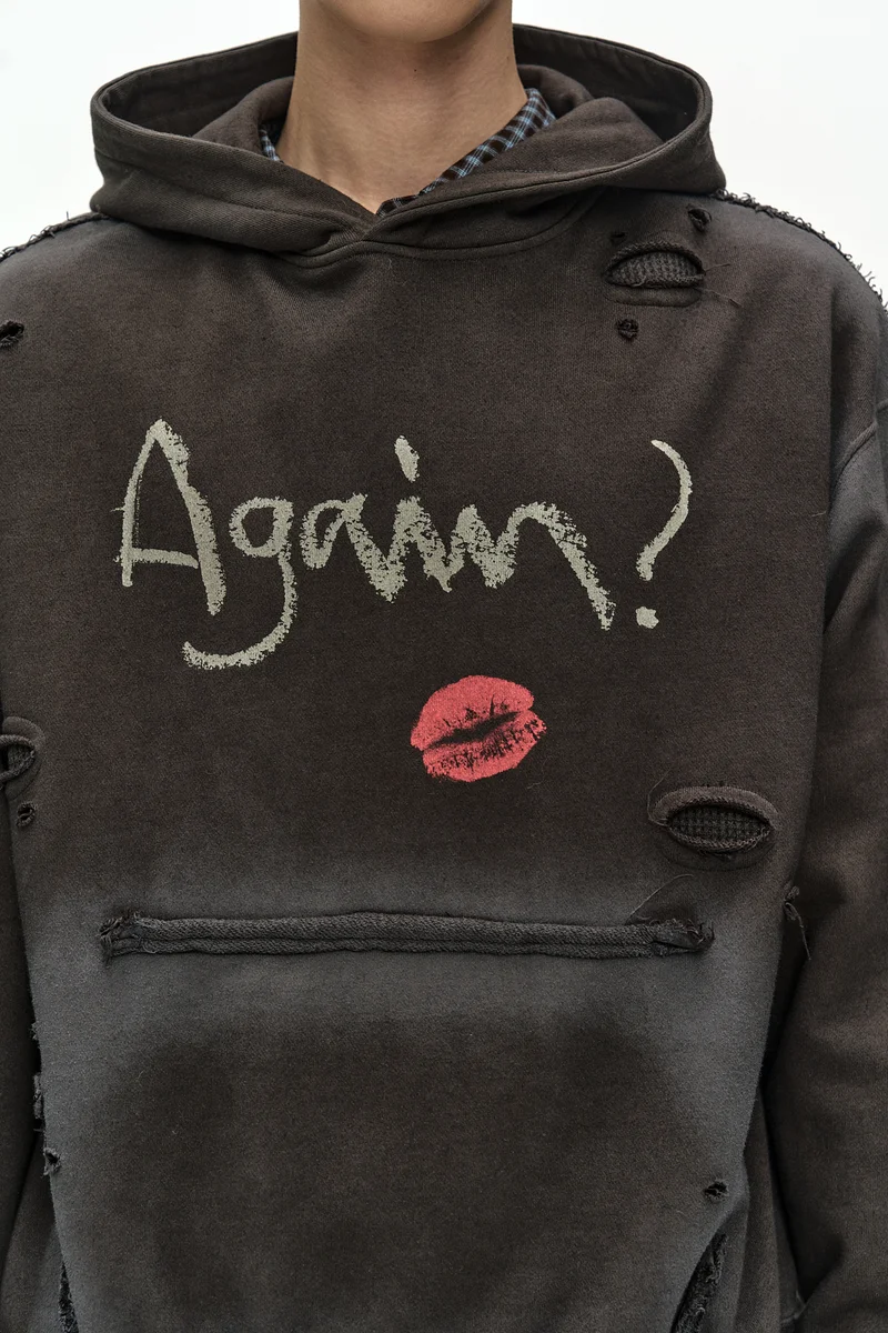 (ESSENTIAL) UNISEX SPRAY WASHED AGAIN LIP HOODIE 8