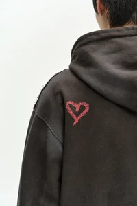 (ESSENTIAL) UNISEX SPRAY WASHED AGAIN LIP HOODIE thumb 11