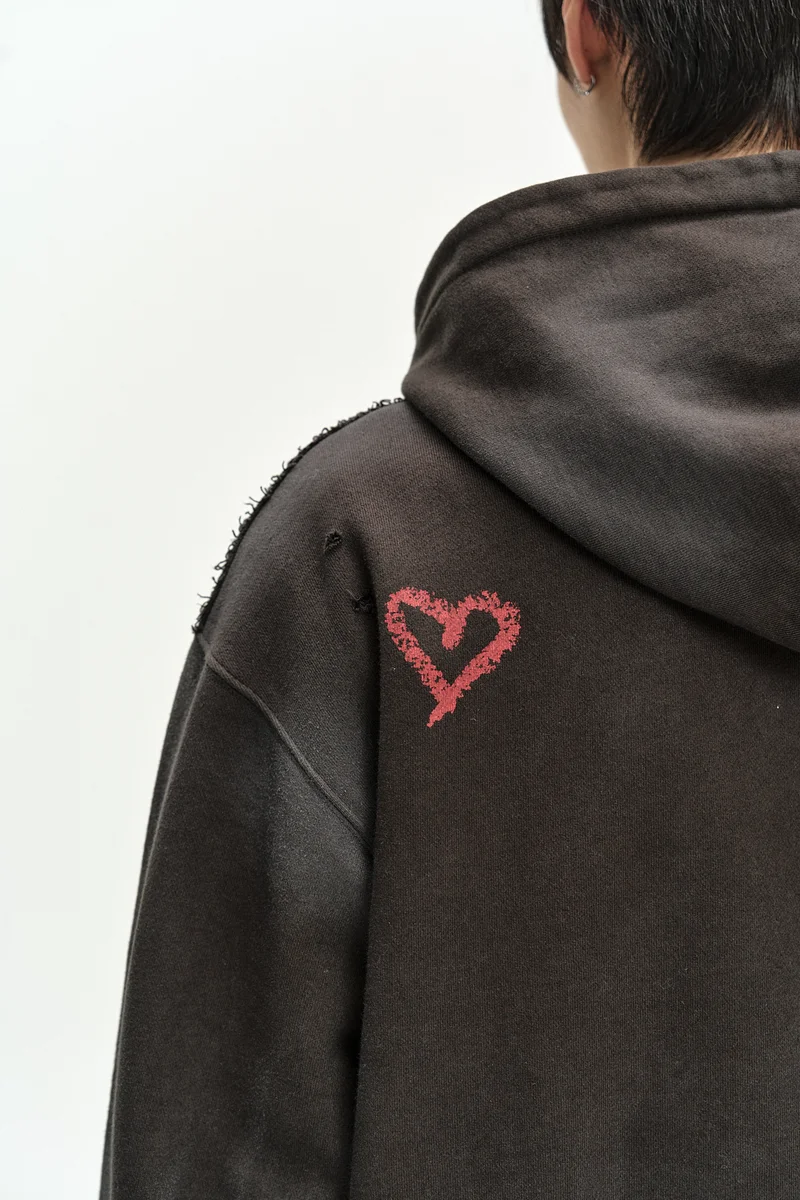 (ESSENTIAL) UNISEX SPRAY WASHED AGAIN LIP HOODIE 11
