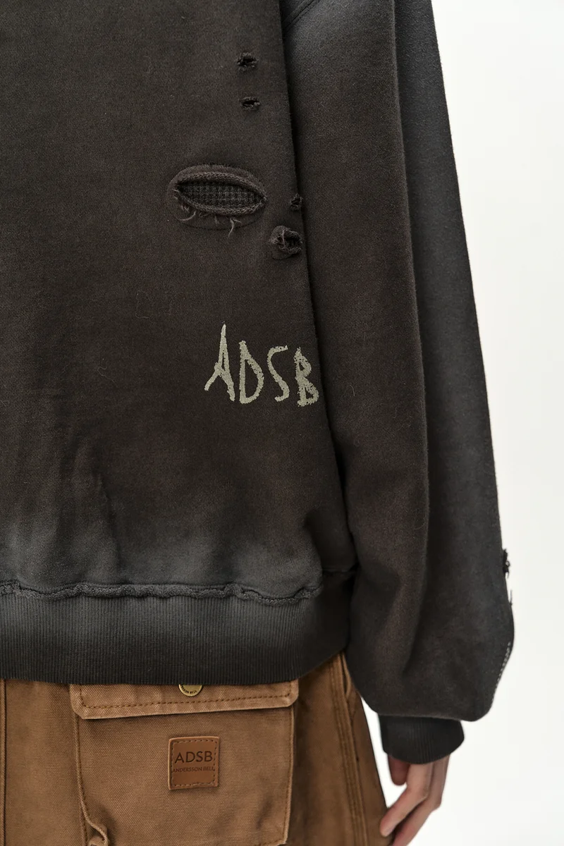 (ESSENTIAL) UNISEX SPRAY WASHED AGAIN LIP HOODIE 12