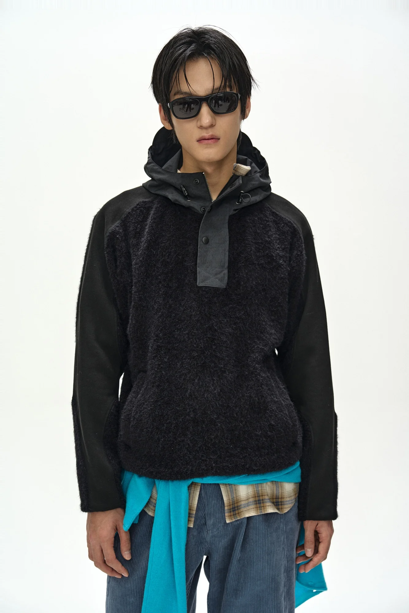 ANDERSSON BELL ORTE TERRY HALF ZIP UP HOODIE BLACK