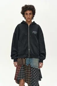 (ESSENTIAL) UNISEX PATCHWORK LIQUID LOGO HOOD ZIP-UP thumb 1