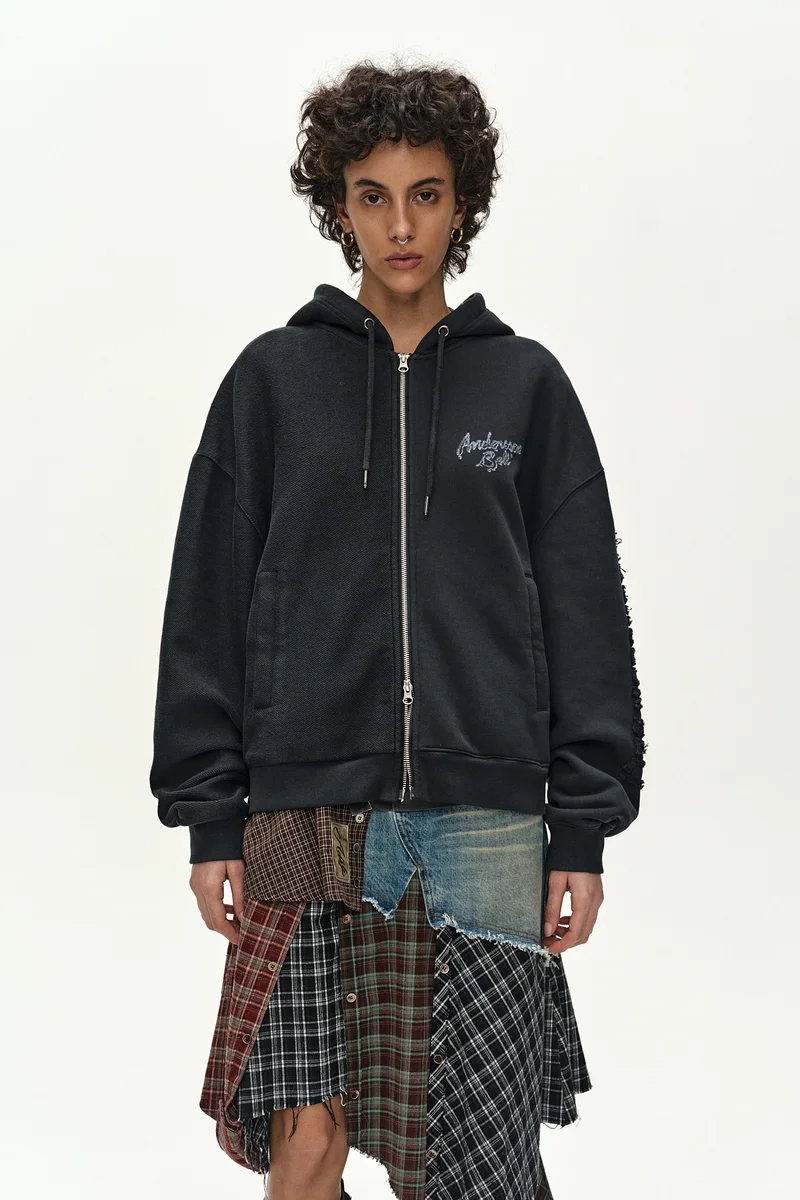 (ESSENTIAL) UNISEX PATCHWORK LIQUID LOGO HOOD ZIP-UP 1