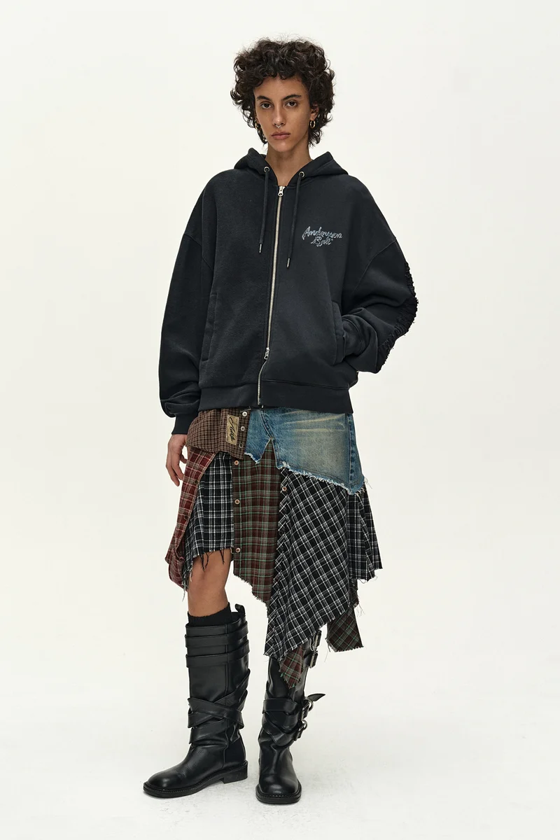 (ESSENTIAL) UNISEX PATCHWORK LIQUID LOGO HOOD ZIP-UP 2