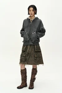 RAW-CUT STUDDED ZIP-UP HOODIE thumb 2