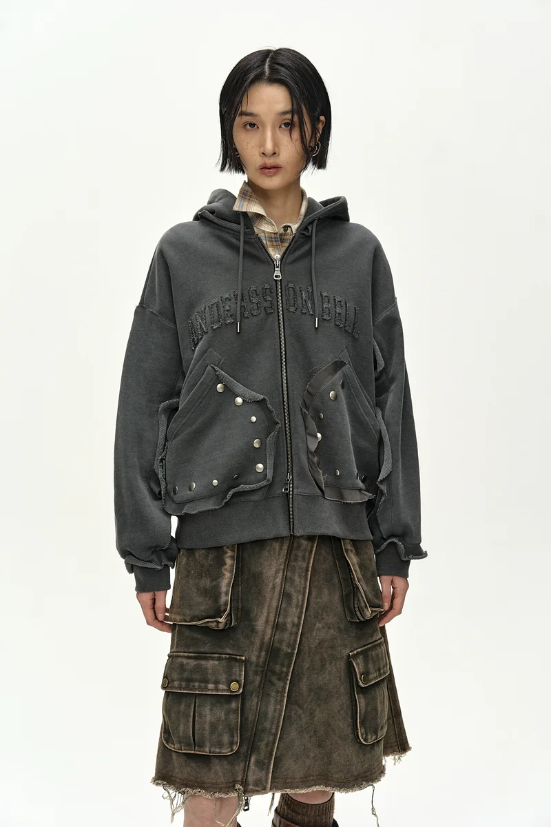 RAW-CUT STUDDED ZIP-UP HOODIE 4