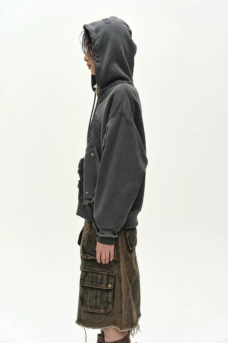 RAW-CUT STUDDED ZIP-UP HOODIE 5