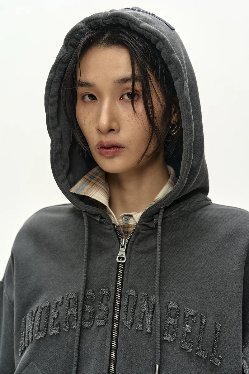 RAW-CUT STUDDED ZIP-UP HOODIE 6