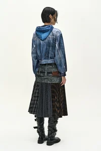 DENIM LAYERED TROMPE L'OEIL HOODIE thumb 3