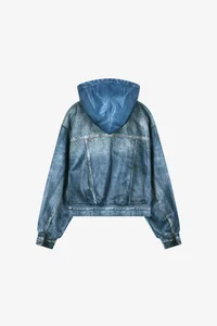 DENIM LAYERED TROMPE L'OEIL HOODIE thumb 10