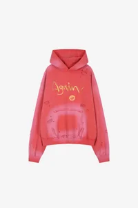 (ESSENTIAL) UNISEX SPRAY WASHED AGAIN LIP HOODIE