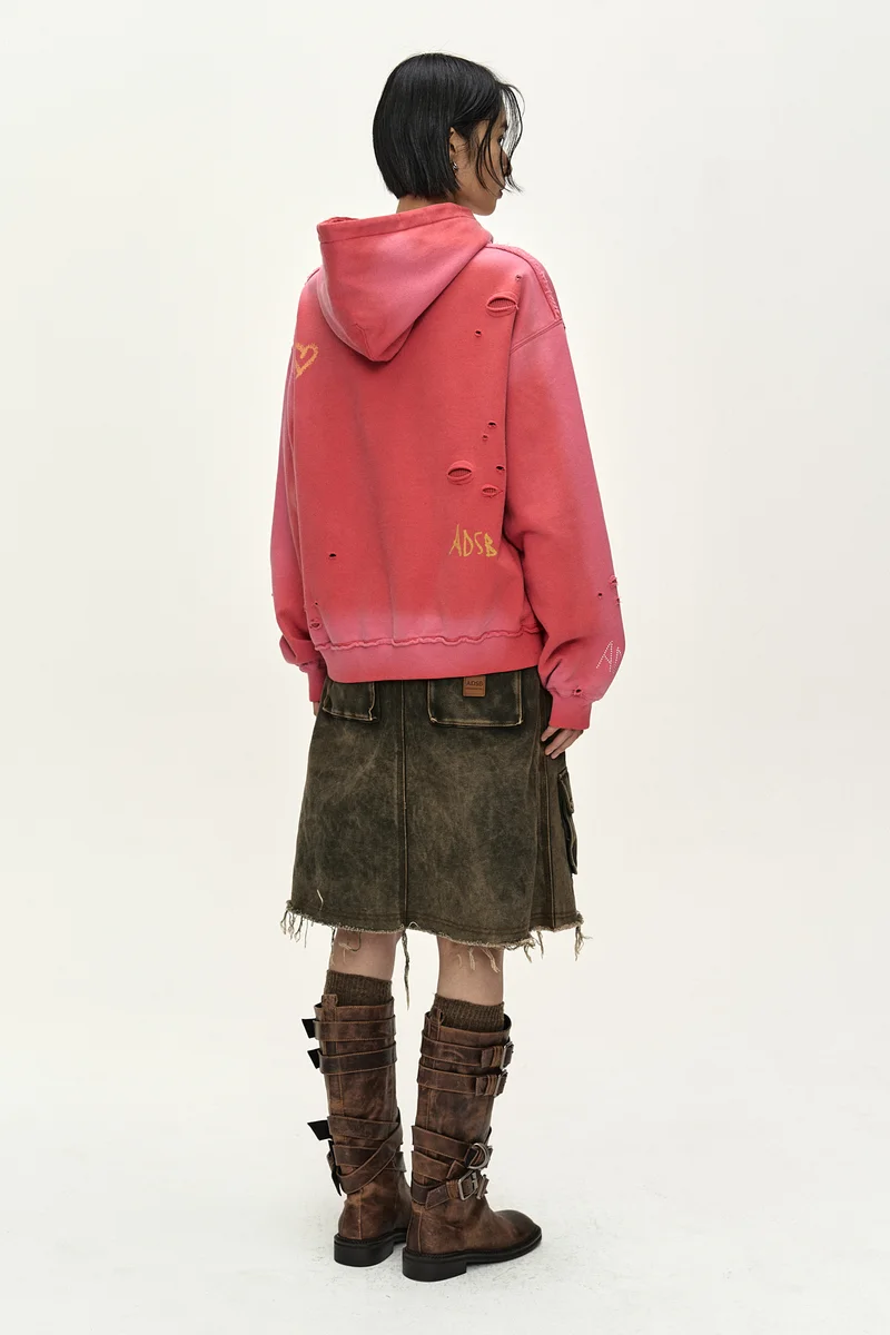 (ESSENTIAL) UNISEX SPRAY WASHED AGAIN LIP HOODIE 4