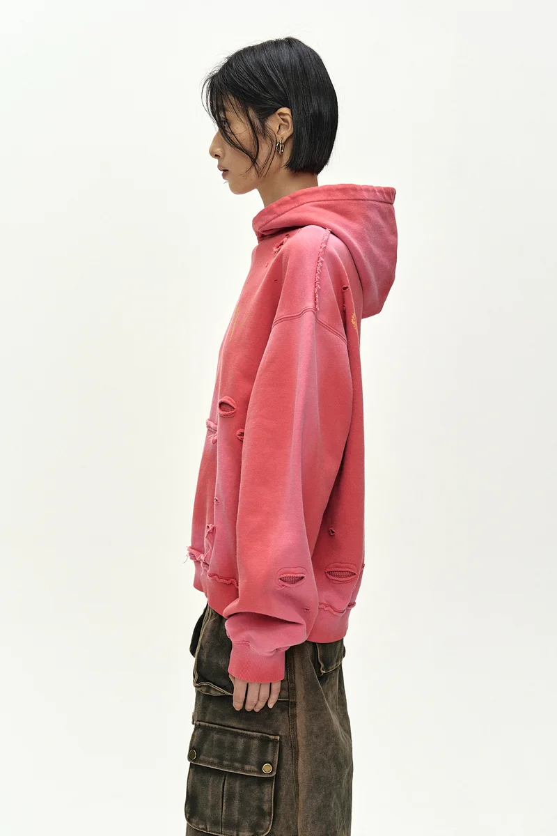(ESSENTIAL) UNISEX SPRAY WASHED AGAIN LIP HOODIE 7