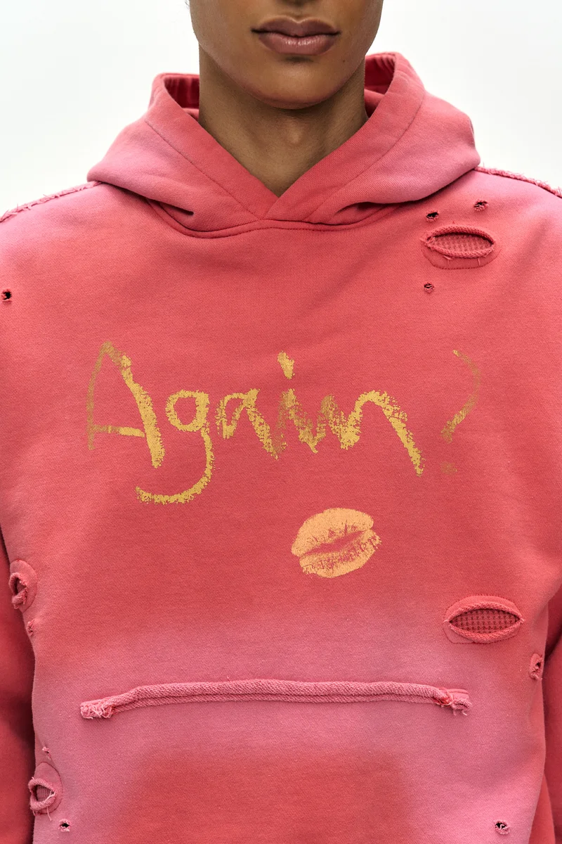 (ESSENTIAL) UNISEX SPRAY WASHED AGAIN LIP HOODIE 9