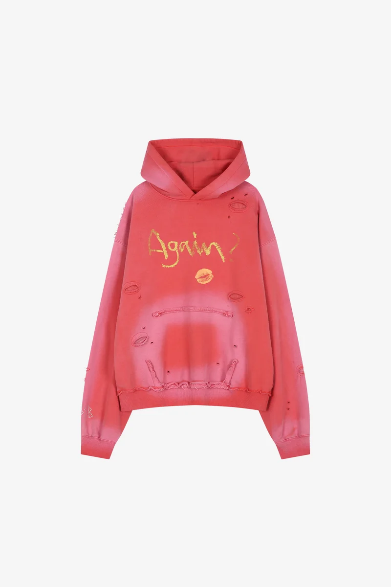(ESSENTIAL) UNISEX SPRAY WASHED AGAIN LIP HOODIE 13
