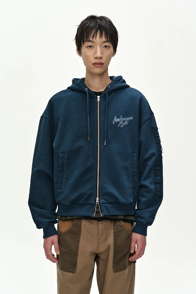 (ESSENTIAL) UNISEX PATCHWORK LIQUID LOGO HOOD ZIP-UP 4