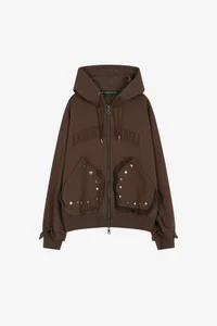 RAW-CUT STUDDED ZIP-UP HOODIE