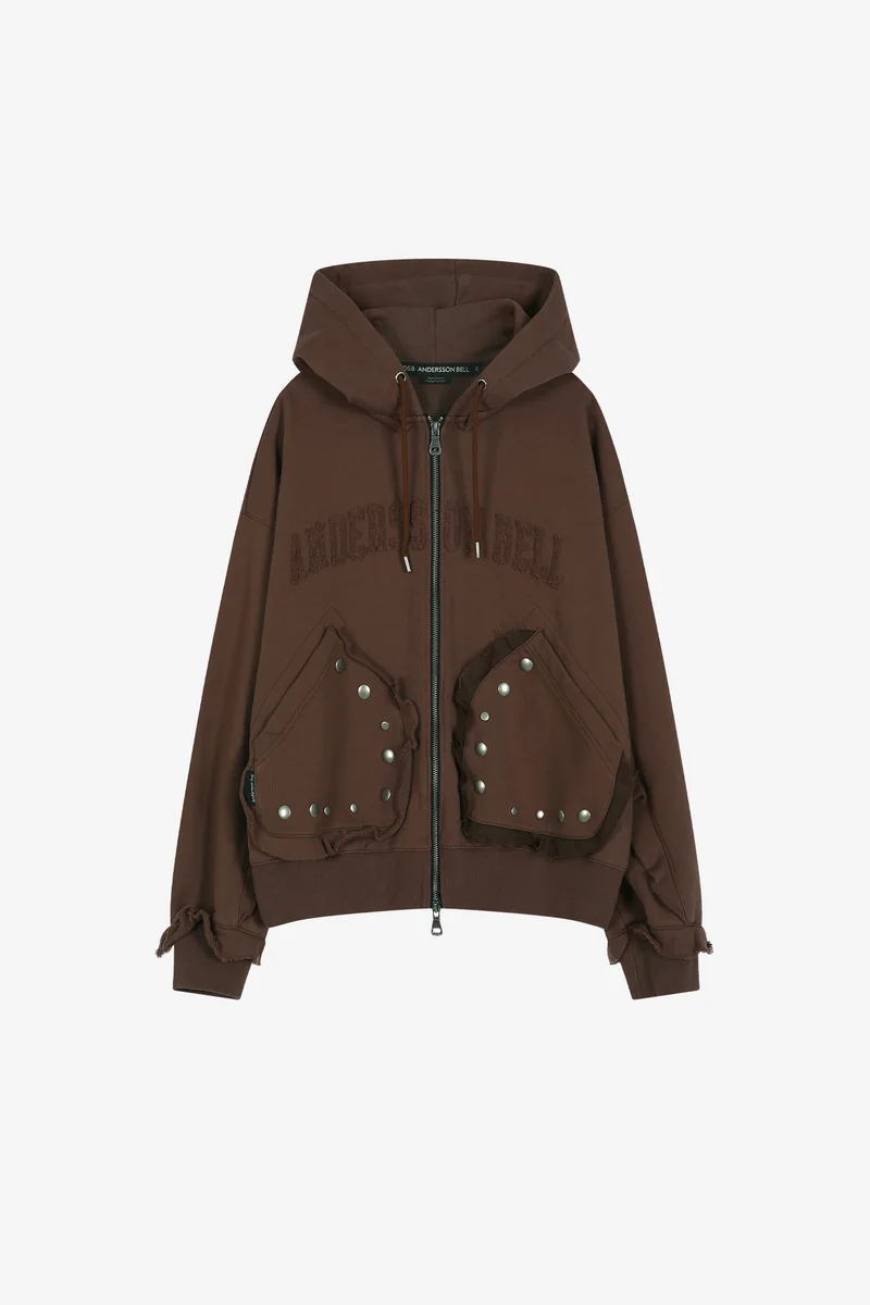 RAW-CUT STUDDED ZIP-UP HOODIE 1