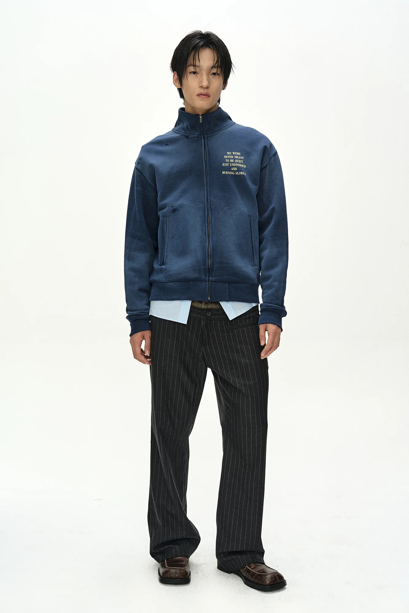 ANDERSSON BELL FRAME 001 HIGH-NECK ZIP UP NAVY